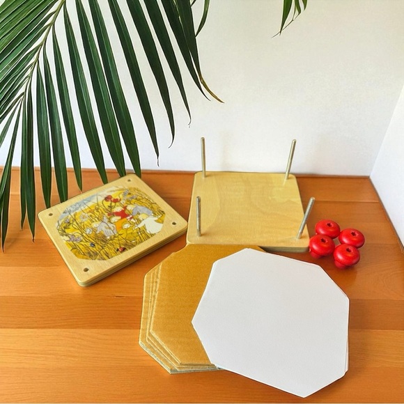 Vintage-Inspired Wooden Flower Press Whimsical Wildflower Children Illustration - Picture 4 of 7